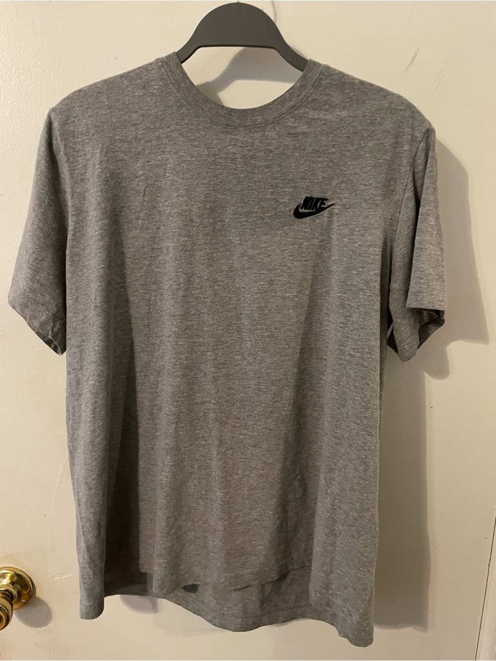 Nike Gray Short-Sleeve Crew T-Shirt with Black Swoosh